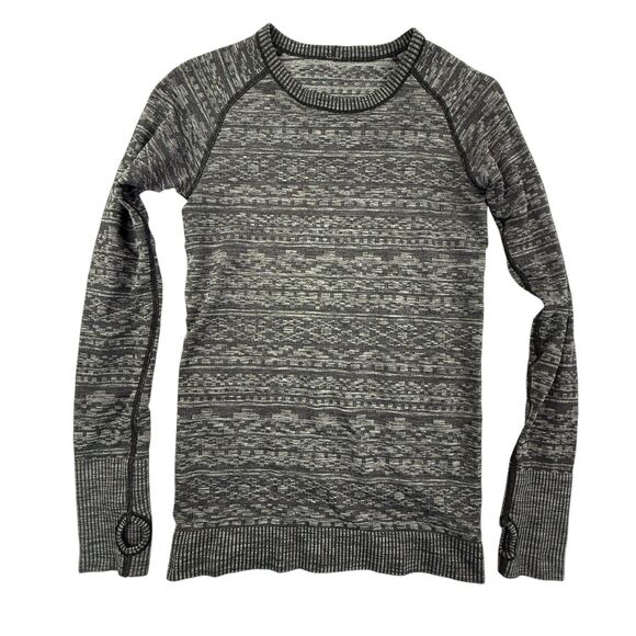 Lululemon Rest Less Pullover Size 6 Heathered Black Gray Jacquard Textured - Picture 2 of 9